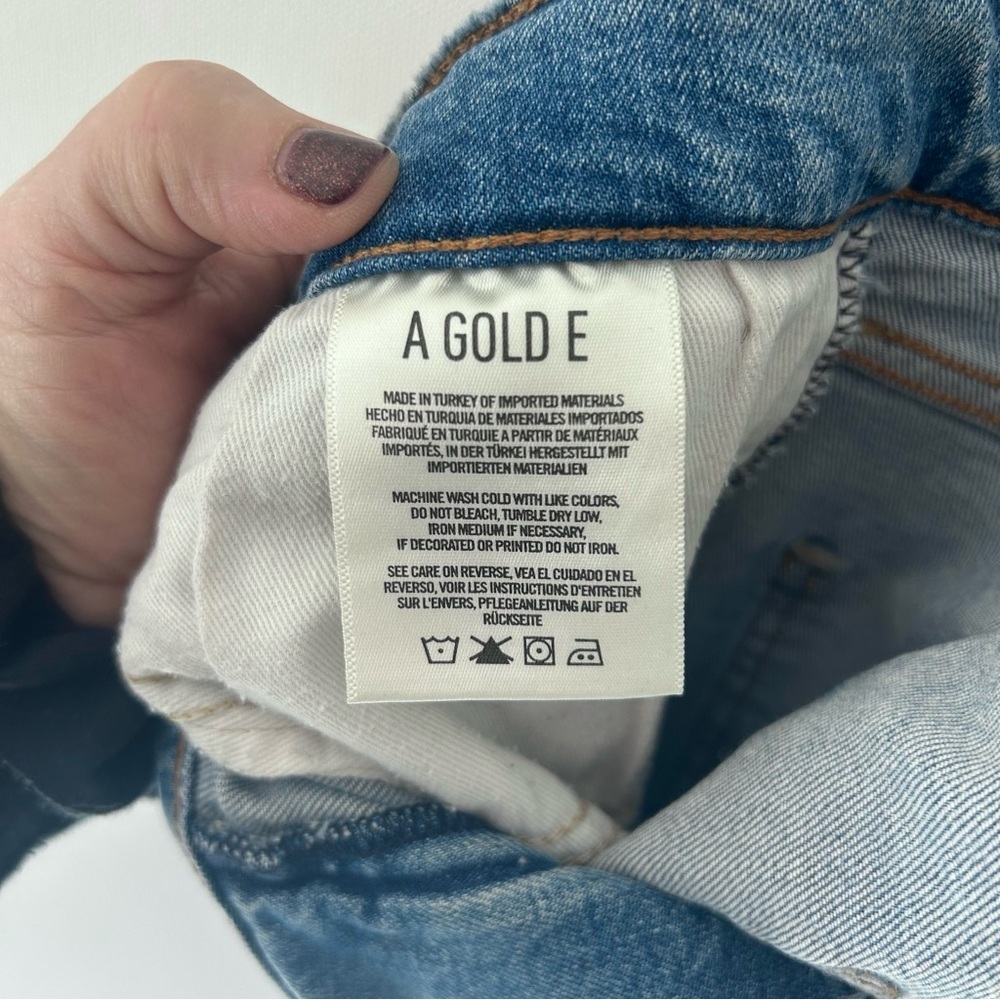 Agolde Sophie Denim Jeans High Rise Cropped Raw Hem Destruct Blue Womens Size 27 - Picture 15 of 16